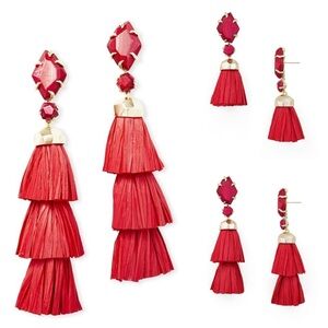 Kendra Scott Denise 3 in 1 Red Raffia Tassel Earrings